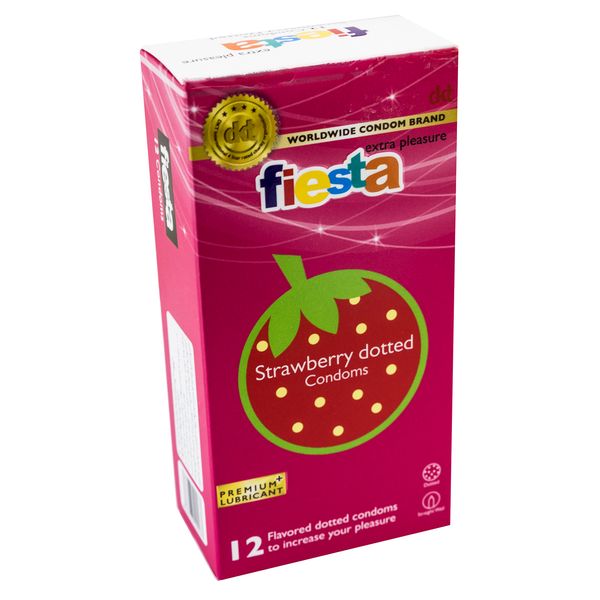 کاندوم فیستا مدل Strawberry Dotted بسته 12 عددی