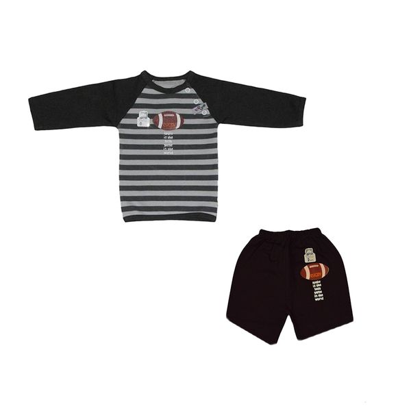 ست تی شرت و شلوارک نوزادی تاپ لاین مدل راگبی