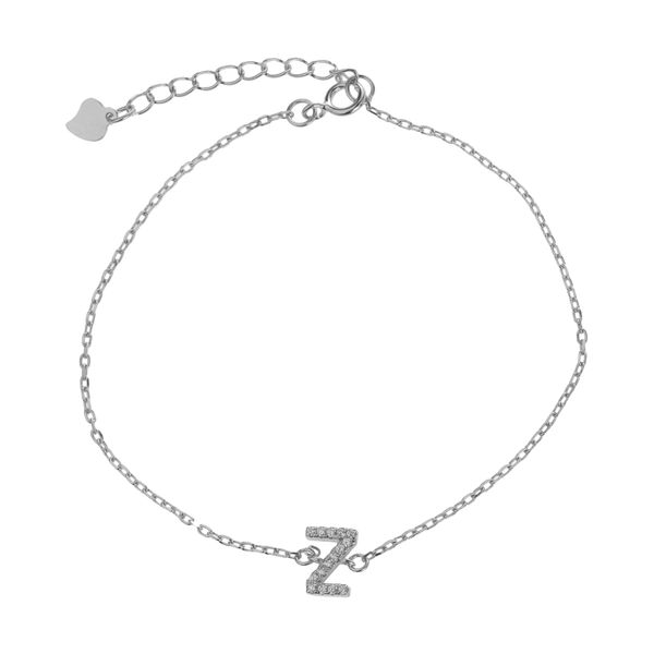 دستبند نقره آی جواهر طرح حرف Z کد 77306D