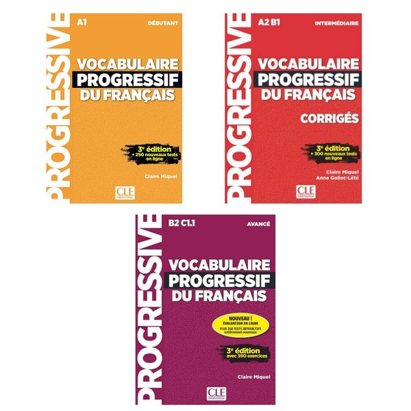 کتاب Vocabulaire Progressif Du Francais اثر Claire Miquel انتشارات Cle International سه جلدی