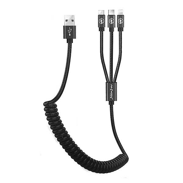 کابل تبدیل USB به USB-C/microUSB/لایتنینگ نافومی مدل 016 طول 1.5 متر 