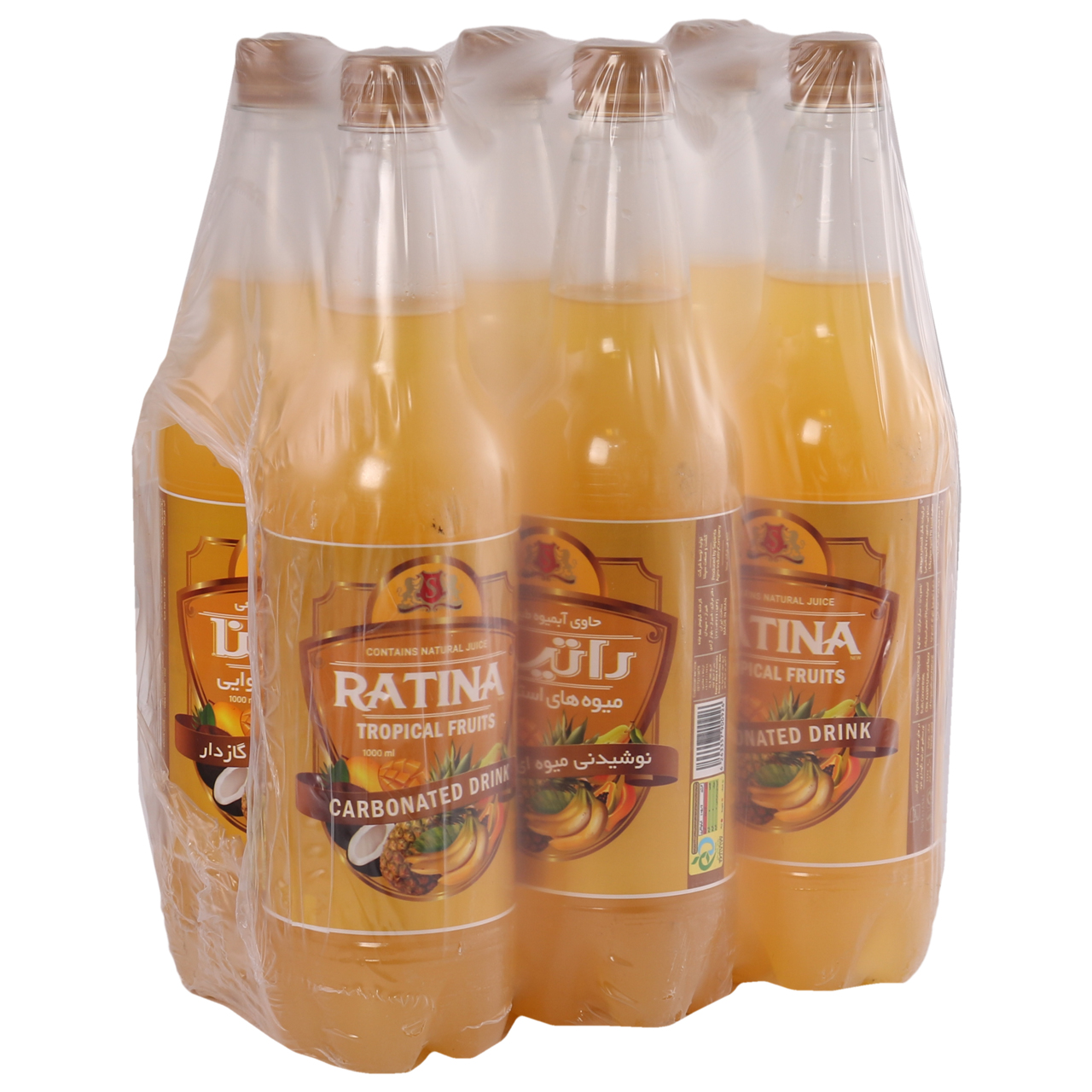 نوشیدنی گازدار میوه های استوایی راتینانو - 1 لیتر بسته 6 عددی