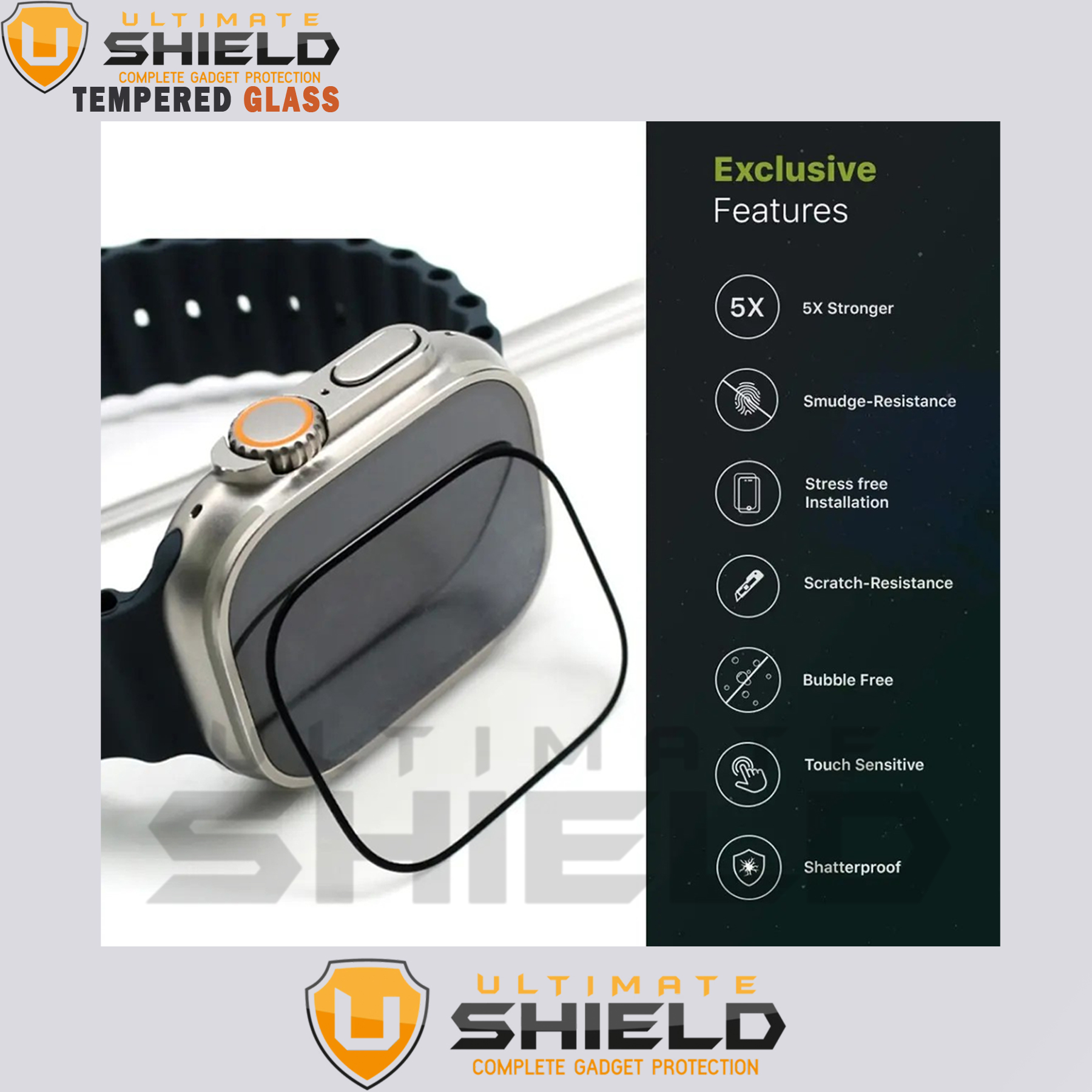 محافظ صفحه نمایش شیشه‌ای آلتیمیت شیلد مدل SH-FULL-UL مناسب برای ساعت هوشمند هاینو تکو T92 Ultra max 49mm / T93 Ultra max / T94 Ultra max 49mm / T89 Ultra max / T99 Ultra max 49mm بسته دو عددی