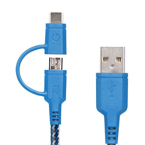 کابل تبدیل USB به microUSB / USB-C انرجیا مدل Nylotough طول 0.18 متر