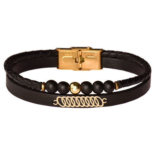  دستبند طلا 18 عیار مردانه کرابو طرح هندسی مدل Kr102406