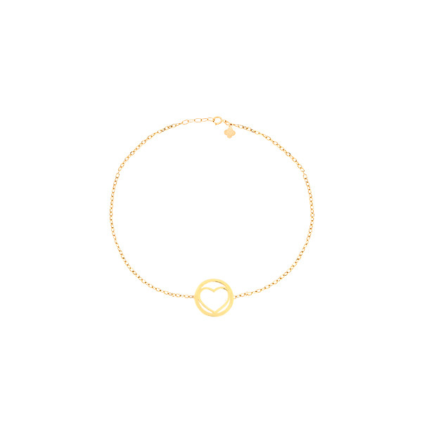 دستبند طلا 18 عیار زنانه ماوی گالری مدل دایره و قلب