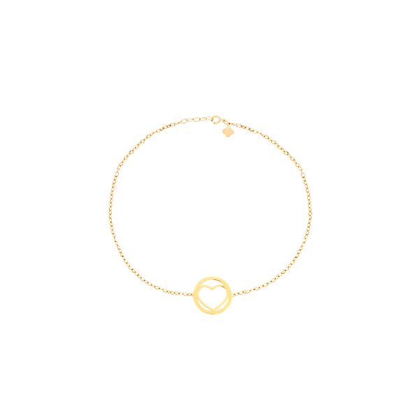 دستبند طلا 18 عیار زنانه ماوی گالری مدل دایره و قلب