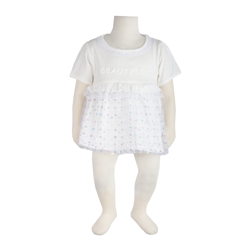 ست پیراهن و شورت نوزادی دخترانه آدمک مدل پروانه کد 127400 رنگ سفید