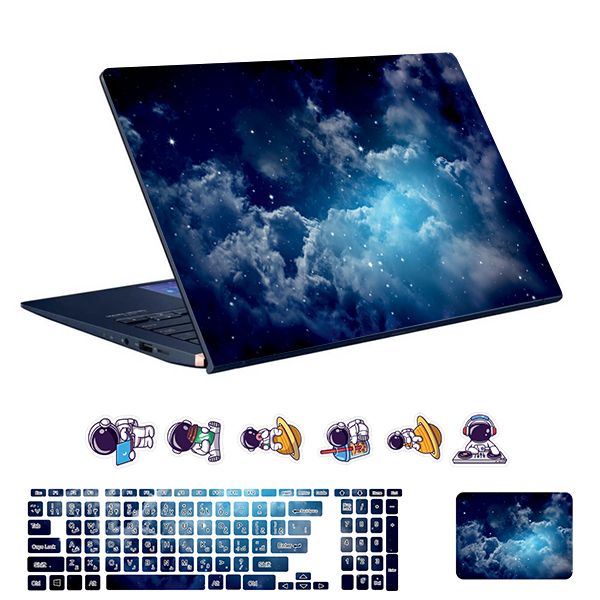 استیکر لپ تاپ توییجین و موییجین طرح Space  کد 156 مناسب برای لپ تاپ 15.6 اینچ به همراه برچسب حروف فارسی کیبورد