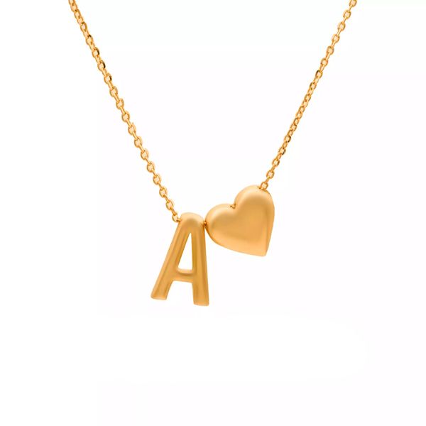 گردنبند طلا 18 عیار زنانه گالری روبی مدل حروف A و قلب