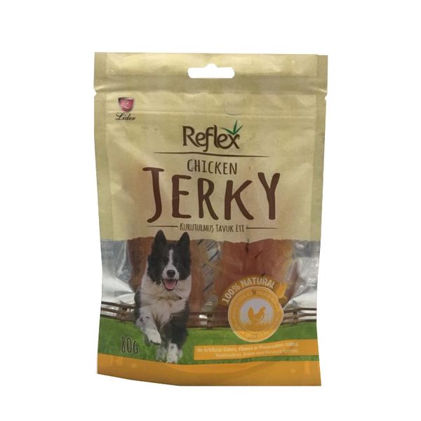 غذای تشویقی سگ رفلکس مدل chicken jerky وزن 80 گرم