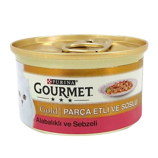 کنسرو گربه گورمت Gourmet Gold Salmon &amp; Chicken in Gravy وزن 85 گرم