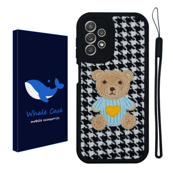 کاور وال کیس مدل خرس پارچه ای مناسب برای گوشی موبایل سامسونگ Galaxy A32 5G / A13 4G / M32 5G به همراه بند آویز