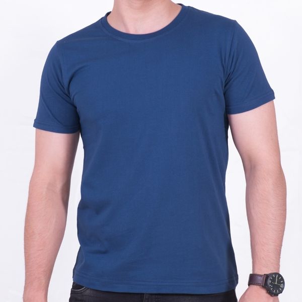 تی شرت آستین کوتاه مردانه مدل سر آستین کش رنگ آبی