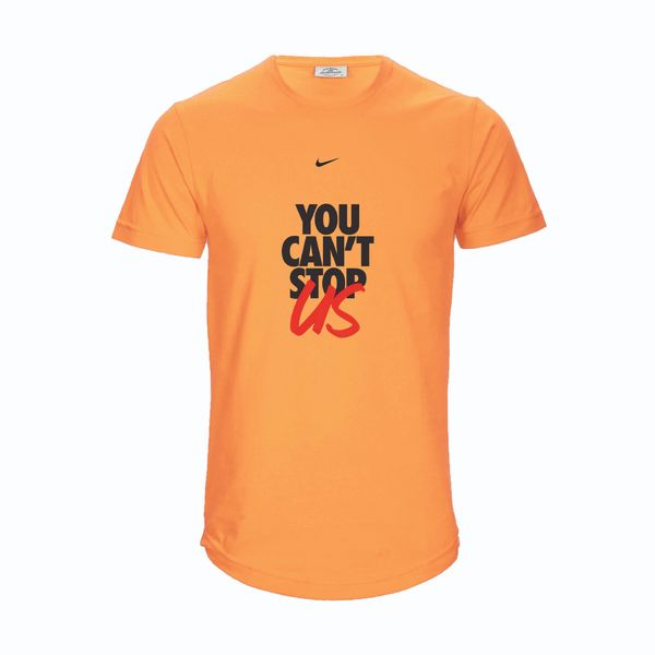 تی شرت آستین کوتاه زنانه مدل t203 طرح نوشته رنگ نارنجی