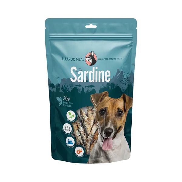 تشویقی سگ هاپومیل مدل ماهی ساردین کد Sardines وزن 30 گرم