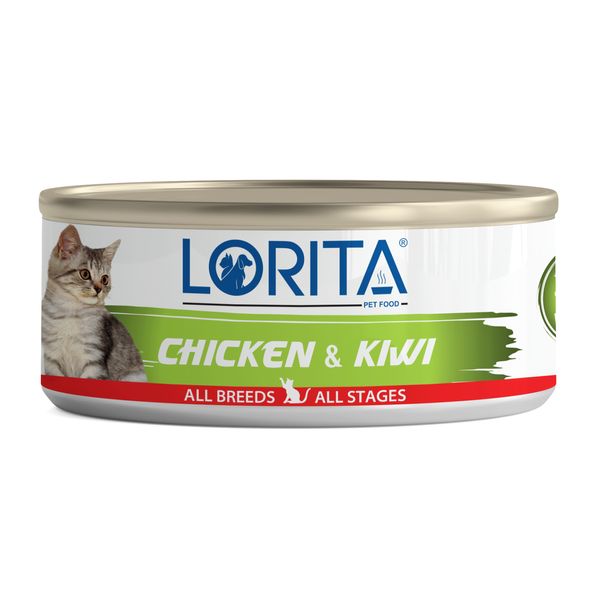    کنسرو غذای گربه مرغ و کیوی لوریتا مدل NATURAL CHICKEN &amp; KIWI وزن 90 گرم 