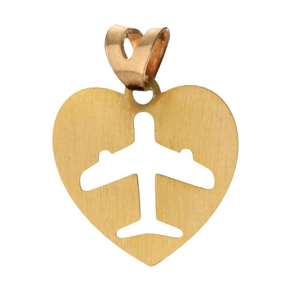 آویز گردنبند طلا 18 عیار زنانه مایا ماهک مدل MM1642 طرح هواپیما و قلب