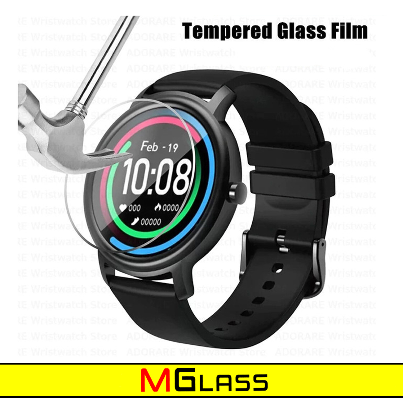 محافظ صفحه نمایش شیشه‌ای ام‌گلس مدل Glass-MG مناسب برای ساعت هوشمند هایلو RT LS05S بسته سه عددی