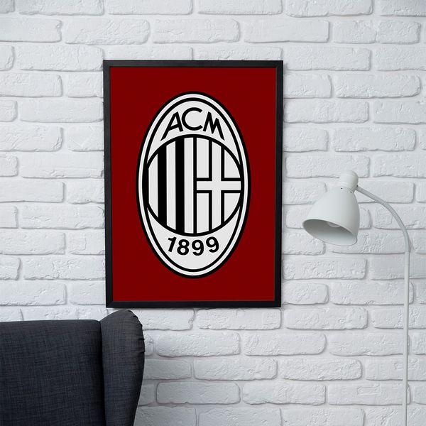 تابلو مدل دیواری طرح لوگو آث میلان AC Milan کد FD575
