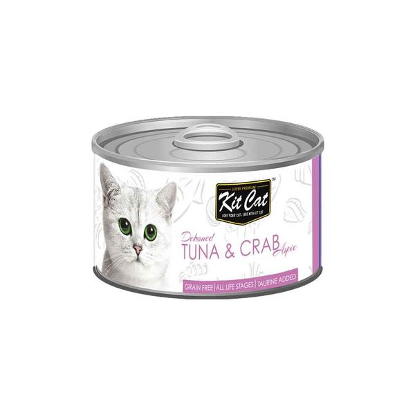 کنسرو غذای گربه کیت کت مدل Tuna &amp; Crab وزن 80 گرم