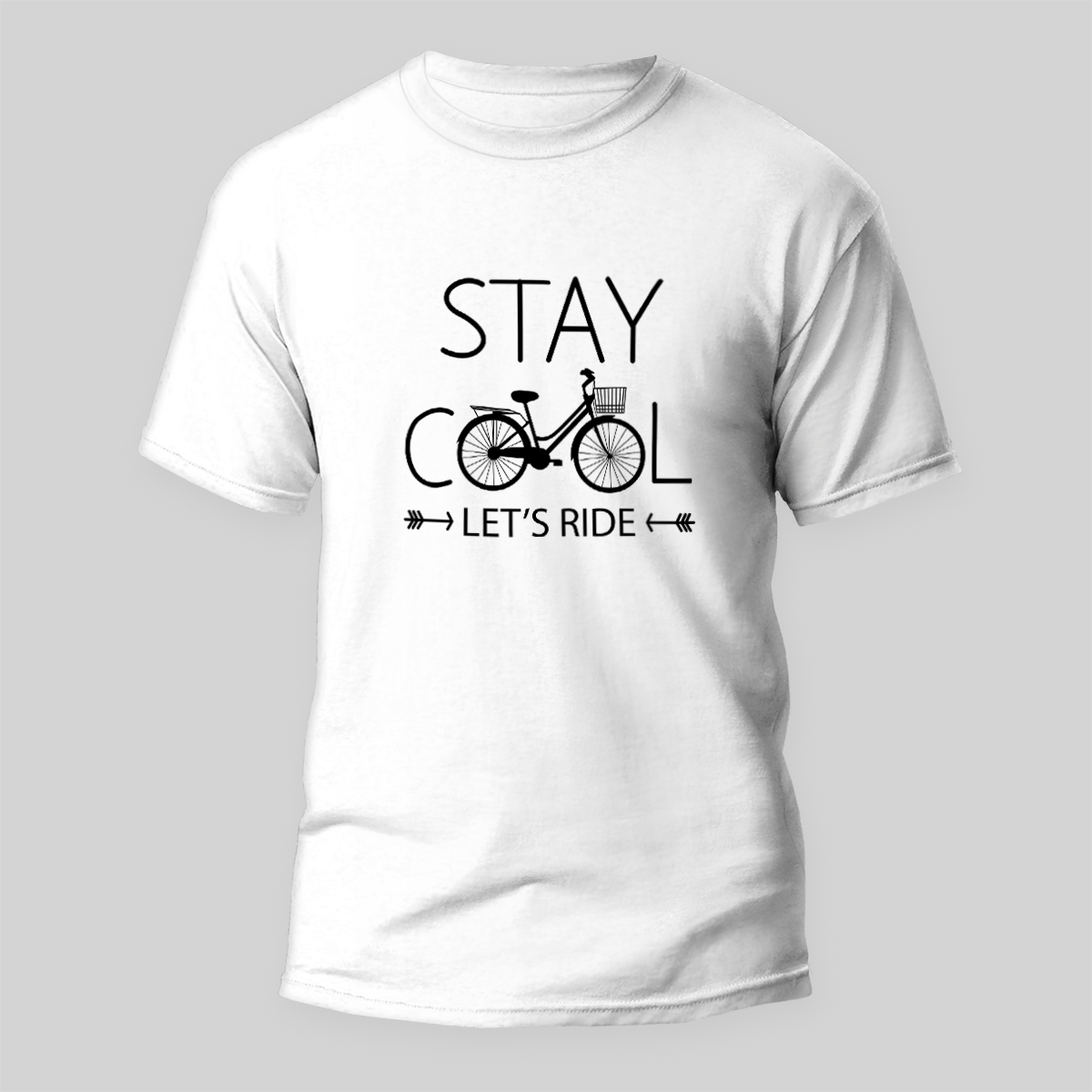 تی شرت آستین کوتاه مردانه مدل دوچرخه طرح Stay Cool کد M13 رنگ سفید