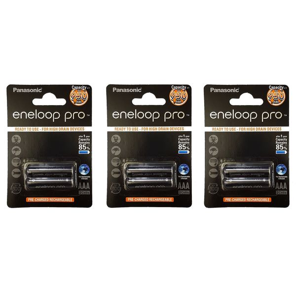 باتری نیم قلمی قابل شارژ پاناسونیک مدل eneloop pro 950mAh بسته 6 عددی
