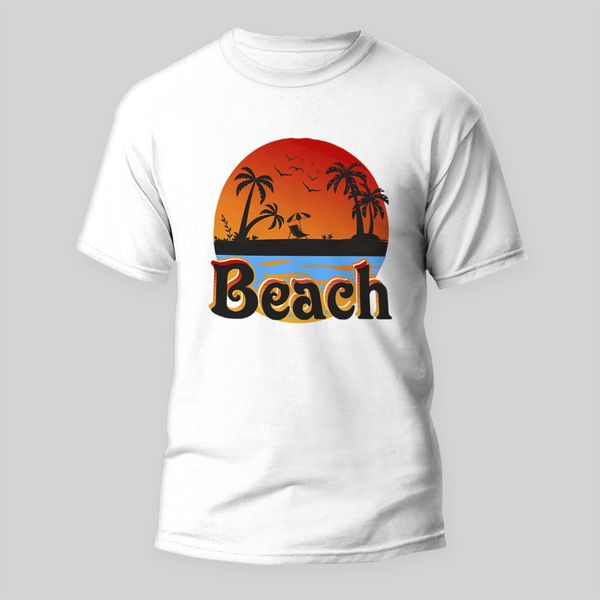 تی شرت آستین کوتاه مردانه مدل Beach کد M10 رنگ سفید