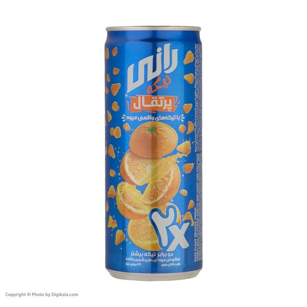 نوشیدنی پرتقال رانی حاوی دو برابر تیکه های واقعی میوه‌ی بیشتر - 240 میلی لیتر