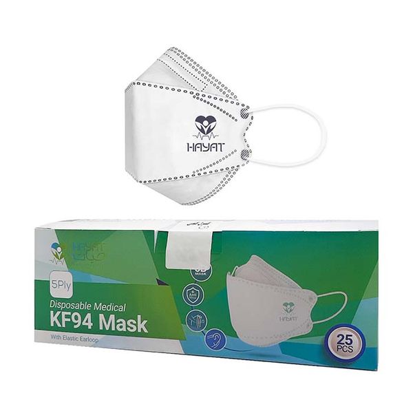 ماسک تنفسی حیات پوشش پاک مدل پنج لایه سه بعدی دیپلمات بسته 25 عددی