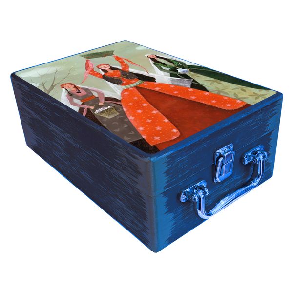  جعبه هدیه مدل چمدان چوبی طرح بهاری کد WS758