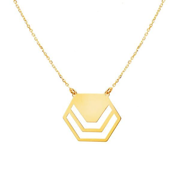 گردنبند طلا 18 عیار زنانه طلای کامک مدل شش ضلعی 