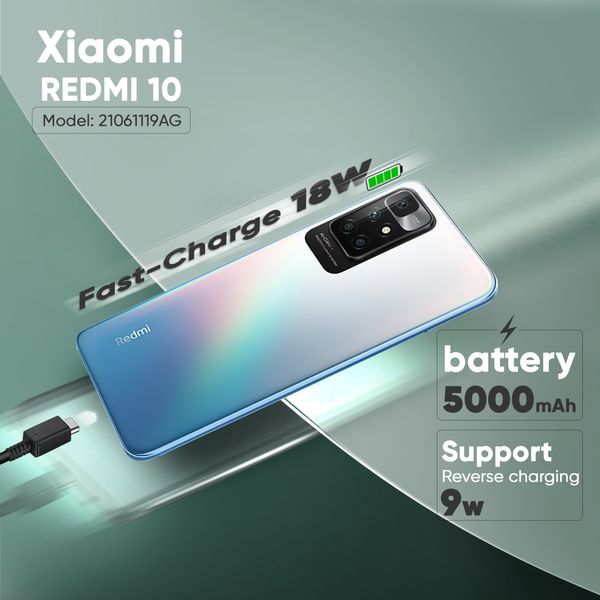 گوشی موبایل شیائومی مدل Redmi 10 21061119AG دو سیم‌ کارت ظرفیت 128 گیگابایت و رم 6 گیگابایت