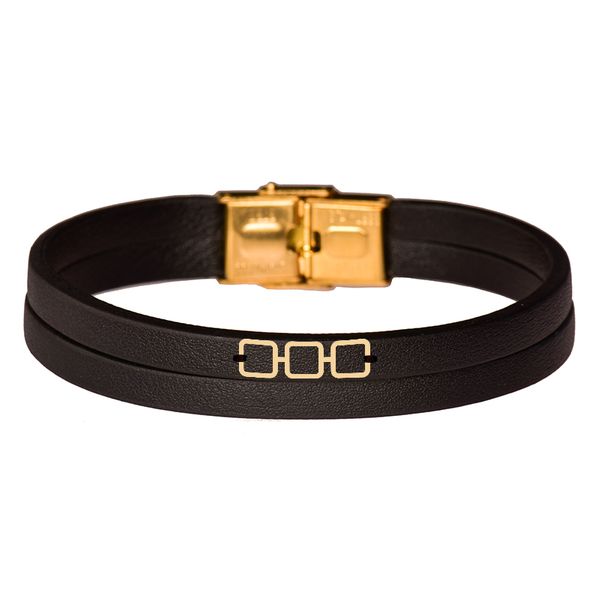  دستبند طلا 18 عیار مردانه کرابو طرح هندسی مدل Kr102349