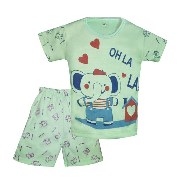 ست تی شرت و شلوارک نوزادی تروسکان مدل Oh La -G101