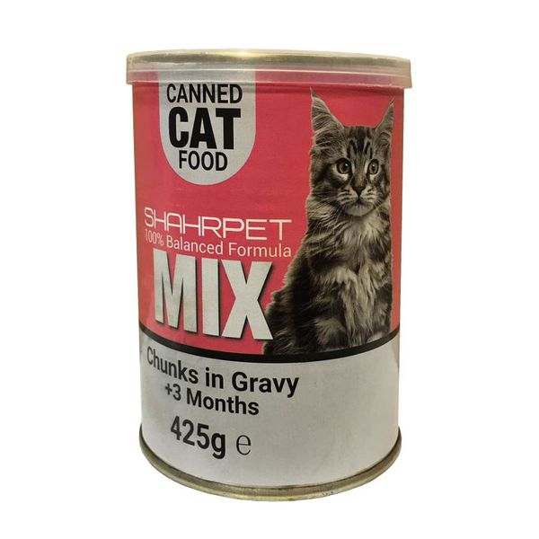 کنسرو غذای گربه شهرپت مدل Mix وزن 425 گرم
