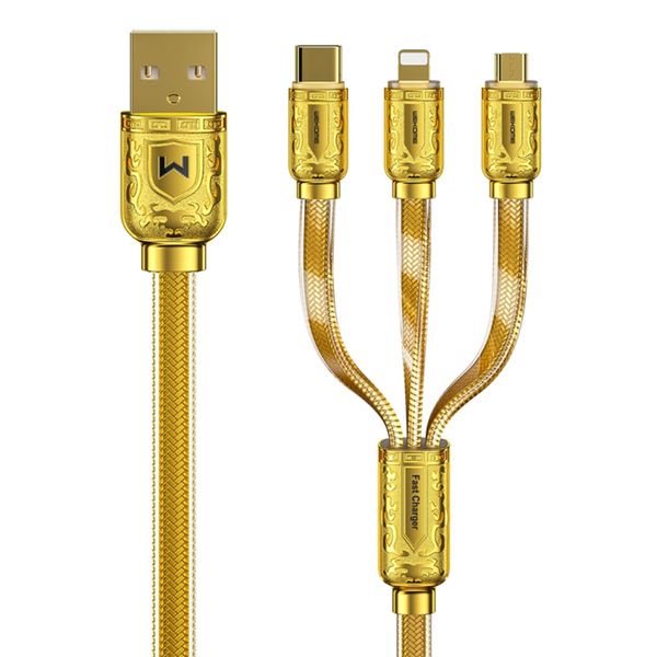 کابل تبدیل USB به  MicroUSB/USB-C/لایتنینگ  ویکام مدل WDC-162th طول 1 متر
