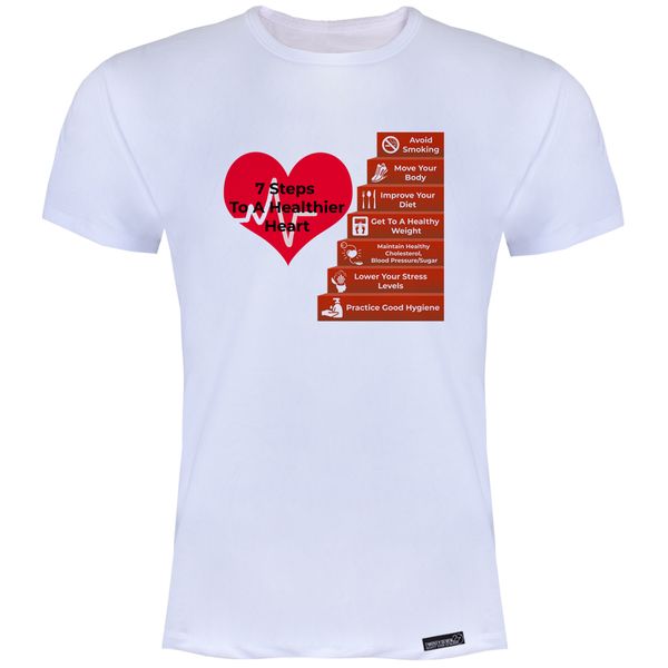 تی شرت آستین کوتاه مردانه 27 مدل 7 Steps To Healthier Heart کد MH1828
