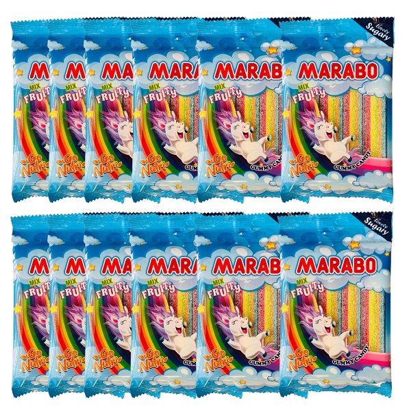 پاستیل نواری رنگین کمانی مارابو - 100 گرم بسته 12 عددی