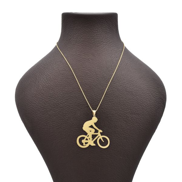 گردنبند طلا 18 عیار زنانه شمیم گلد گالری مدل مرد دوچرخه سوار کد PA228