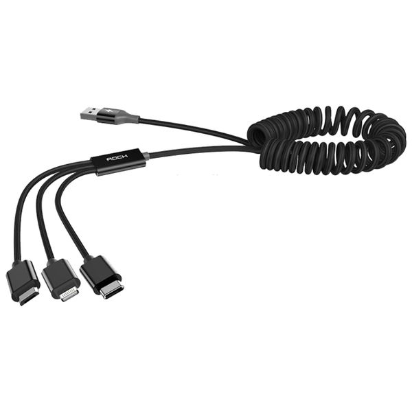 کابل تبدیل USB به لایتنینگ/USB-C/MicroUSB راک مدل RCB0722 طول 2 متر