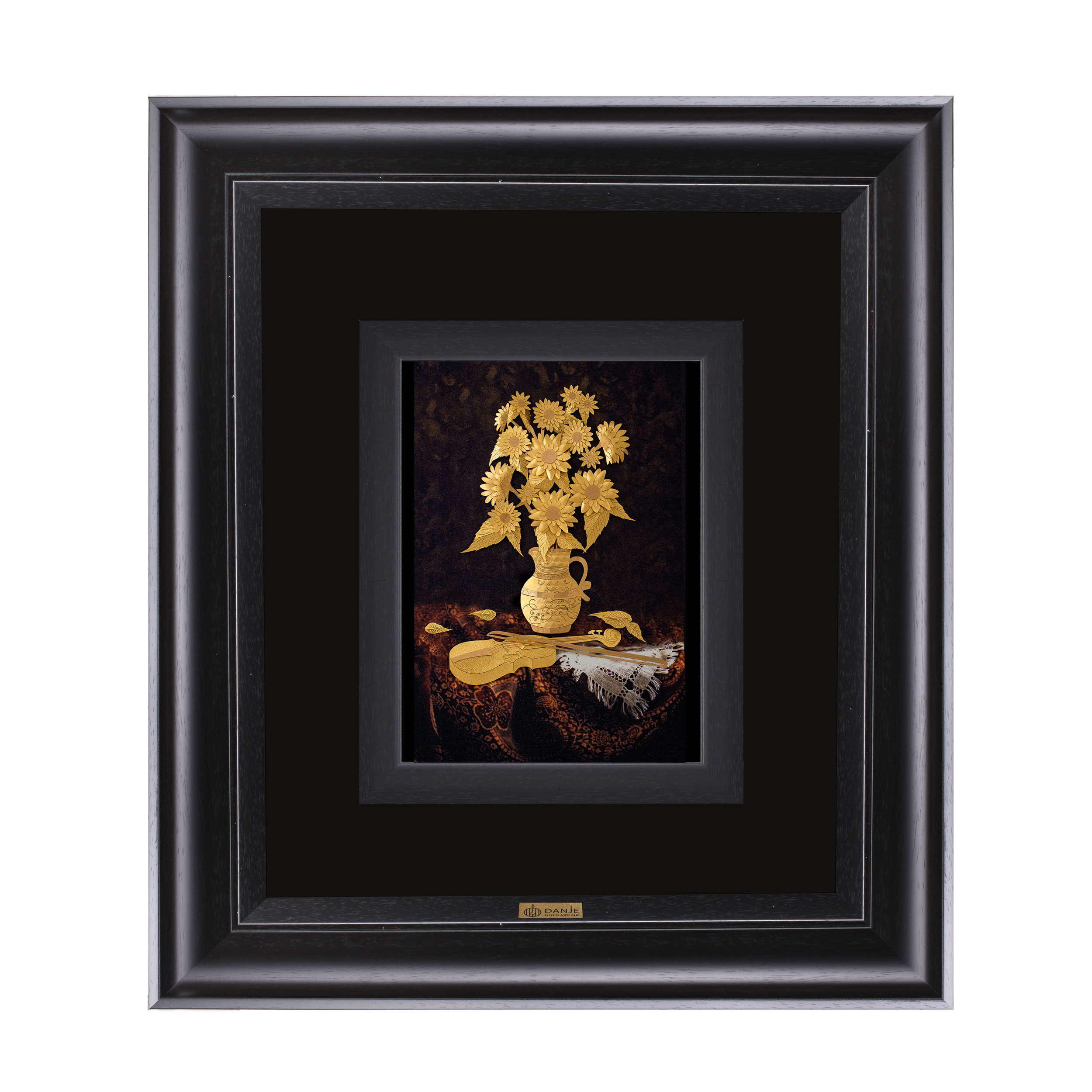 تابلو طلا کوب دانژه طرح گلدان و ویولن کد TCGN4045213