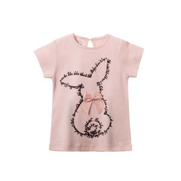تی شرت آستین کوتاه دخترانه جی بی جو مدل خرگوش لاتین کد 70111PI