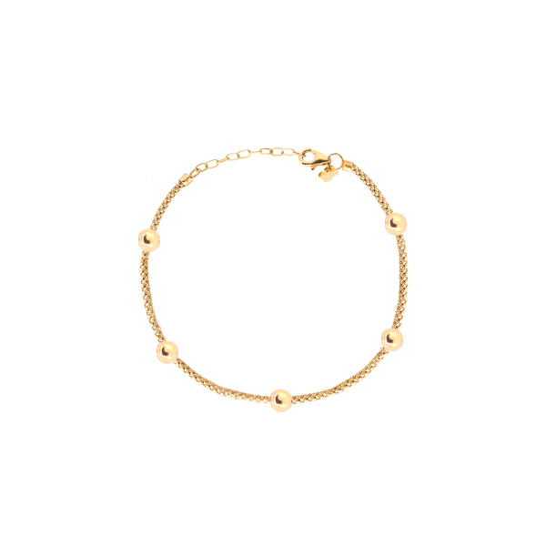 دستبند طلا 18 عیار زنانه ماوی گالری مدل پاپ کورن و گوی