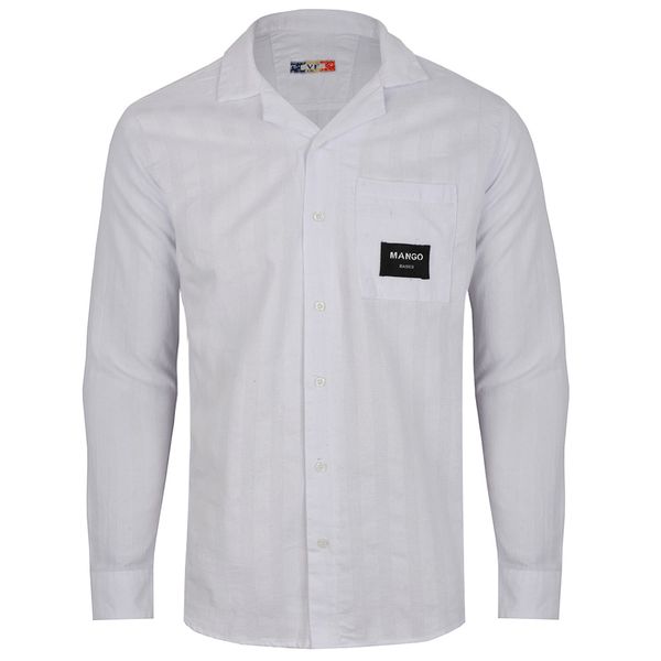 پیراهن آستین بلند مردانه مدل 329001501 ساده رنگ سفید