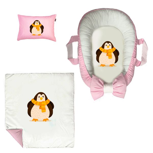 سرویس خواب سه تکه نوزاد مدل گارد محافظ دار طرح پنگوئن کد 048