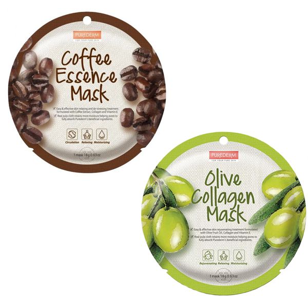 ماسک صورت پیوردرم مدل Coffee AND Olive وزن 18 گرم مجموعه 2 عددی