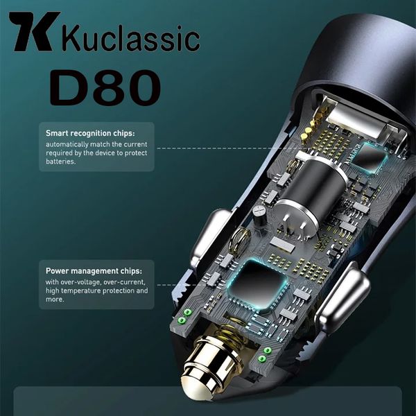 شارژر فندکی 38 وات کوکلاسیک مدل D80 به همراه کابل USB-C