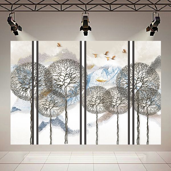 پوستر طرح مینیمال طبیعت انتزاعی مدل درختان قاصدکی کد AR31857