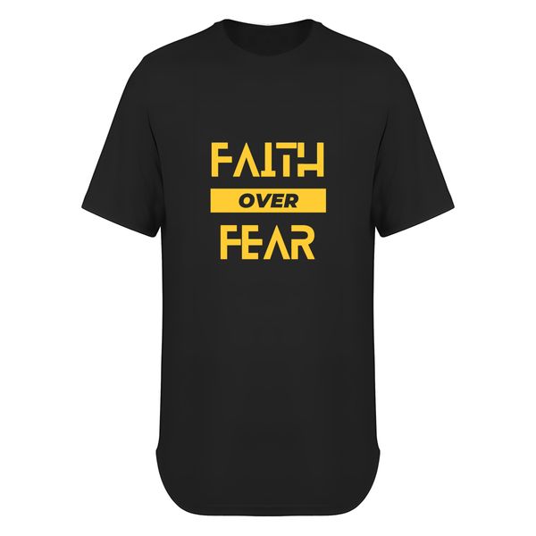 تی شرت لانگ آستین کوتاه مردانه مدل نوشته Faith Over Fear کد T016 